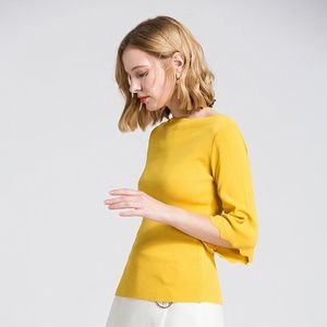 Flare Sleeves Slimming Thin Knitted Blouses